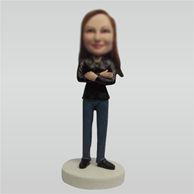 Custom blue jeans female bobbleheads