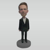 Custom black suit bobble heads