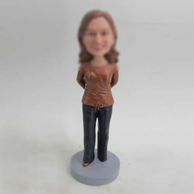 Personalized custom casual female bobbleheads