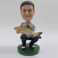 Custom Bobblehead Stylish fisherman holding a big fish in one hand