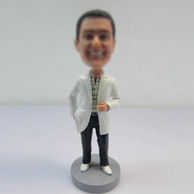 Personalized custom white coat bobbleheads