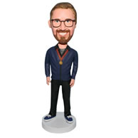 Glasses man in leisure wear bobblehead