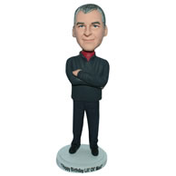 Custom  leisure man in black coat bobble head