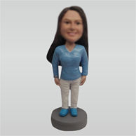 Custom white pant female bobbleheads