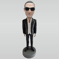 Custom black coat man bobbleheads