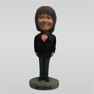 Custom black coat female bobbleheads