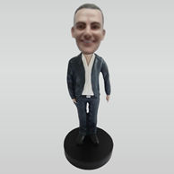 Custom black coat bobbleheads