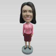 Custom pink shirt female bobbleheads