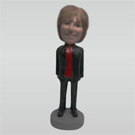 Custom black coat female bobble heads