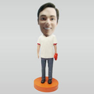 Custom white tshirt man bobbleheads