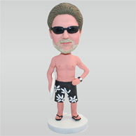 Sunglasses man holding surfboard custom bobbleheads